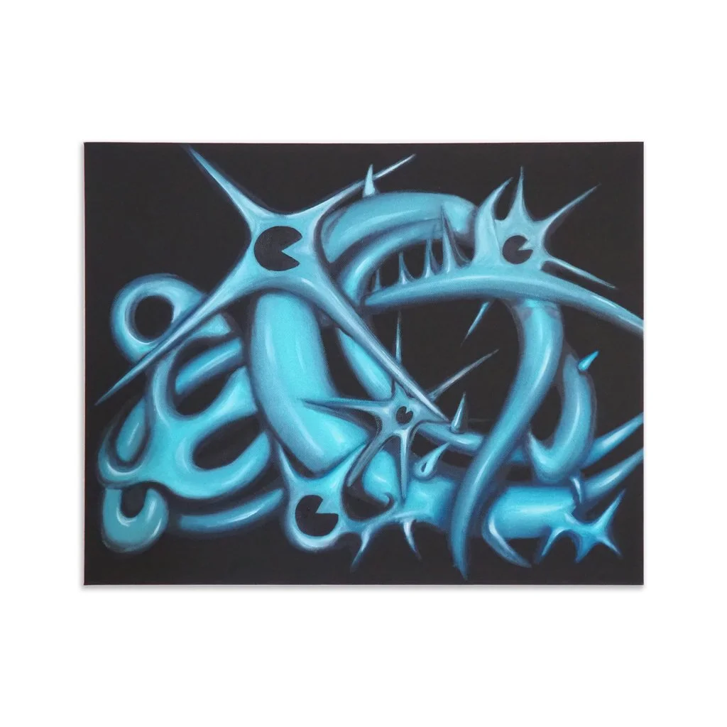 Synapse 04 - Blue Eyes White Dragon by Carlo Valentino, Oil on Canvas